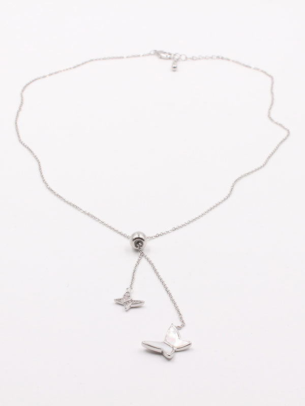 سلسال فراشات سحاب سلسال Jewel فضي