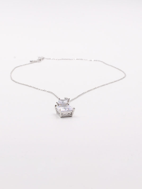 سلسال مربعات زركون سلسال Jewel فضي