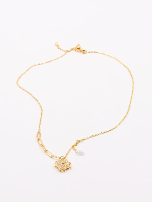 سلسال فان كليف ناعم بفص زركون سلسال van cleef ذهبي