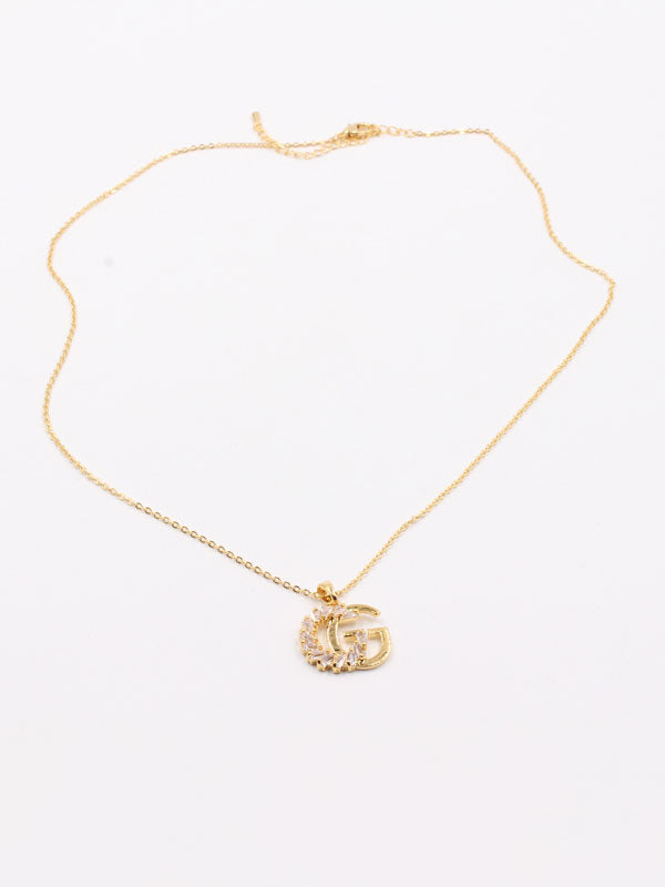 سلسال قوتشي وسط زركون سلسال gucci ذهبي