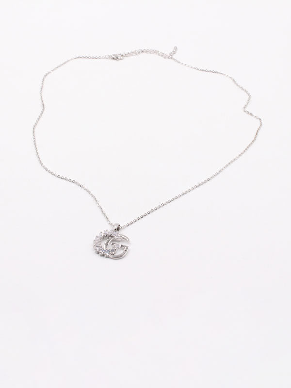 سلسال قوتشي وسط زركون سلسال gucci فضي