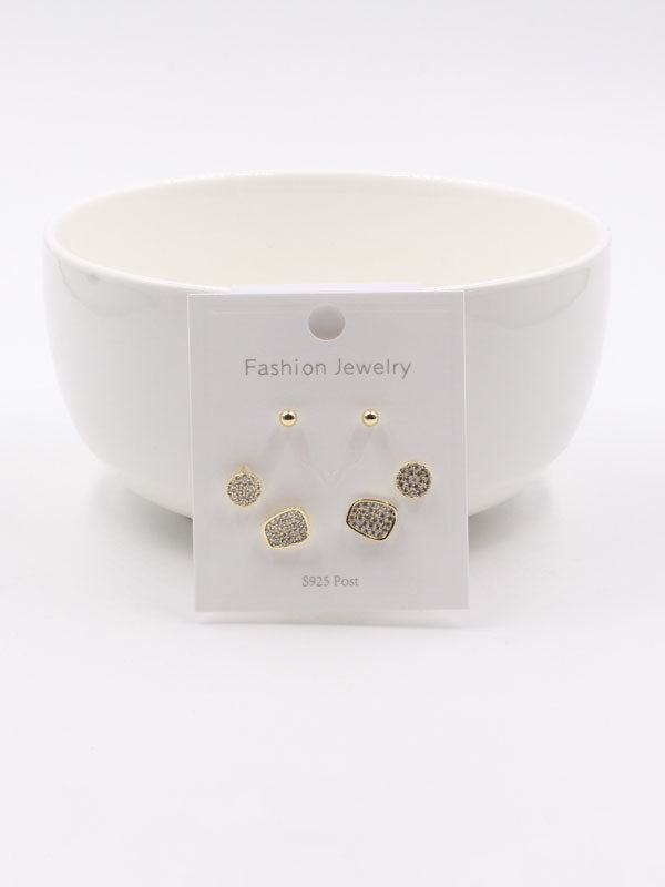 حلق اشكال مختلفة مجموعة زركون حلق متوفر 1 لون ذهبي