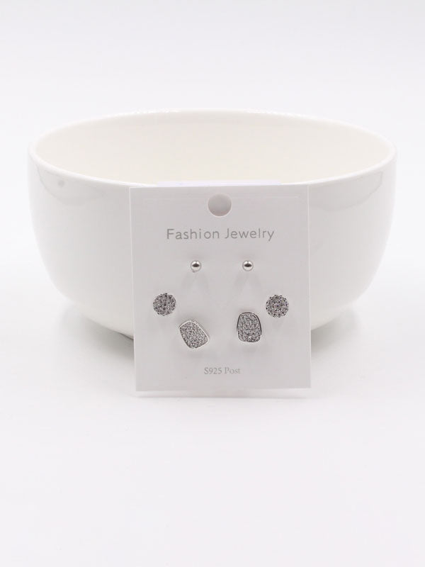 حلق اشكال مختلفة مجموعة زركون حلق متوفر 1 لون فضي