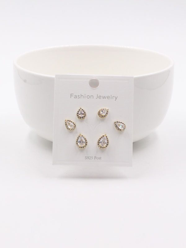 حلق مجموعة زركون دمعة حلق متوفر 1 لون ذهبي