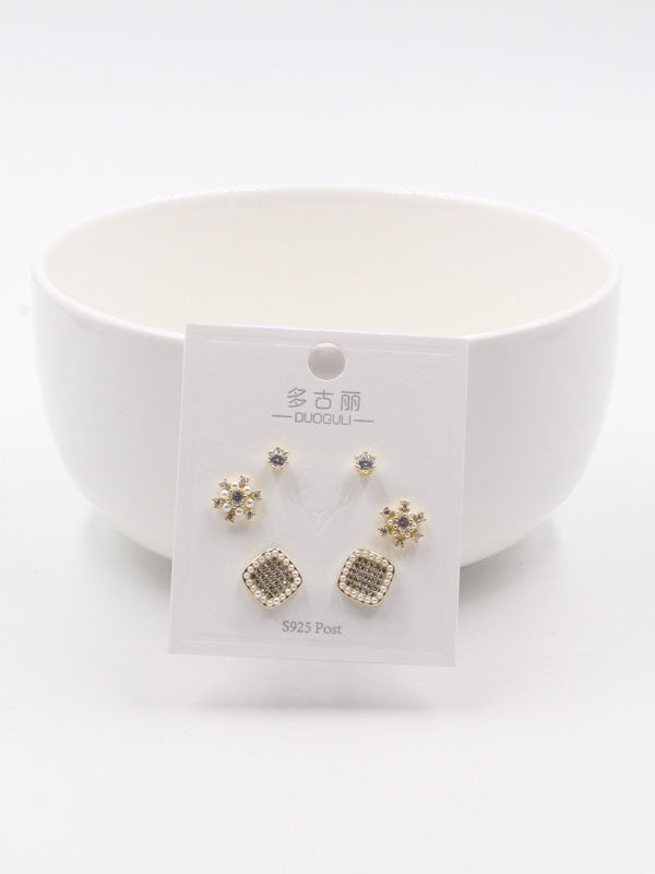 حلق لولو مجموعة زركون حلق متوفر 1 لون