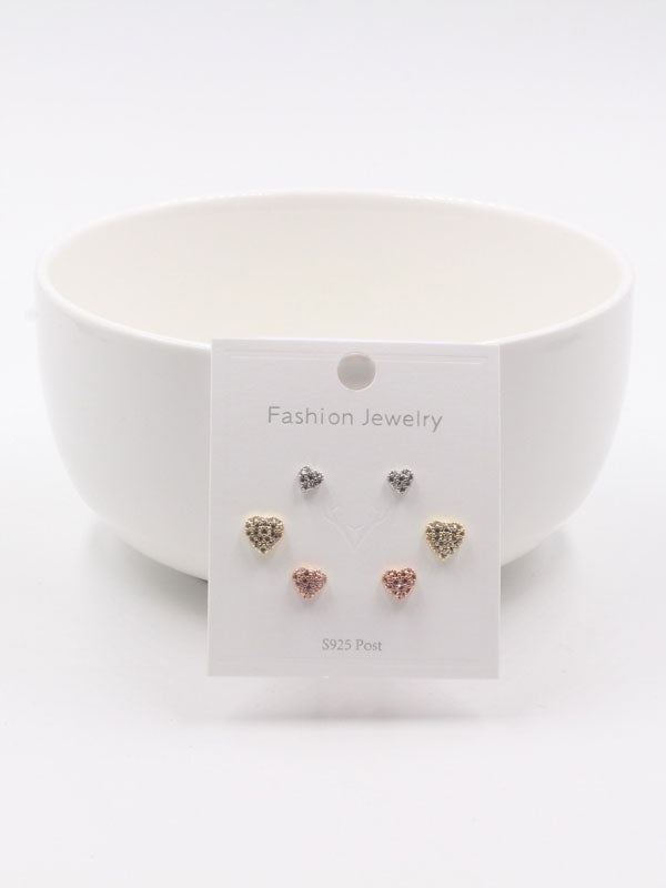 حلق قلوب مجموعة زركون حلق متوفر 1 لون ذهبي