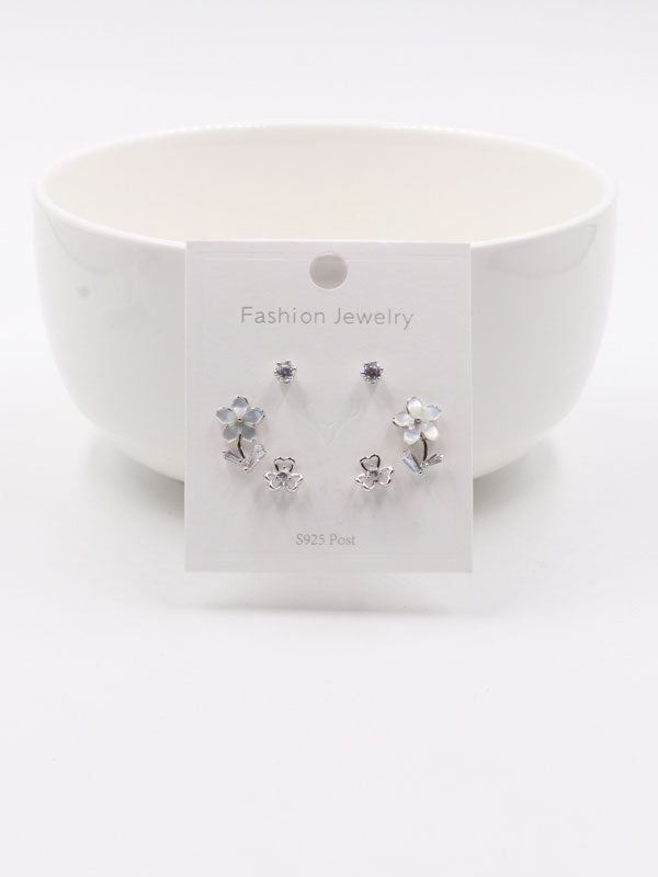 حلق وردات مجموعة زركون حلق متوفر 1 لون فضي