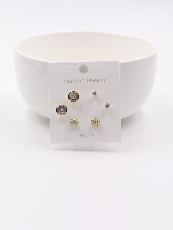 حلق اشكال مختلفه مجموعة زركون حلق متوفر 1 لون ذهبي