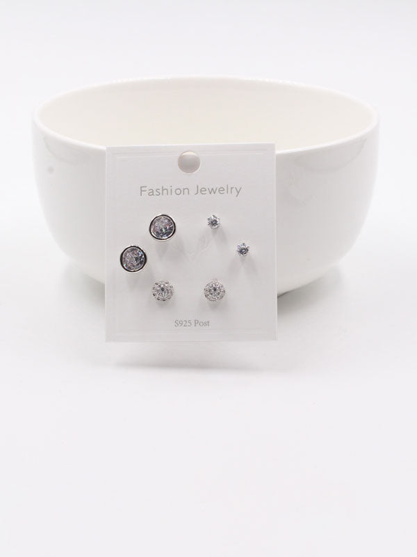 حلق اشكال مختلفه مجموعة زركون حلق متوفر 1 لون فضي