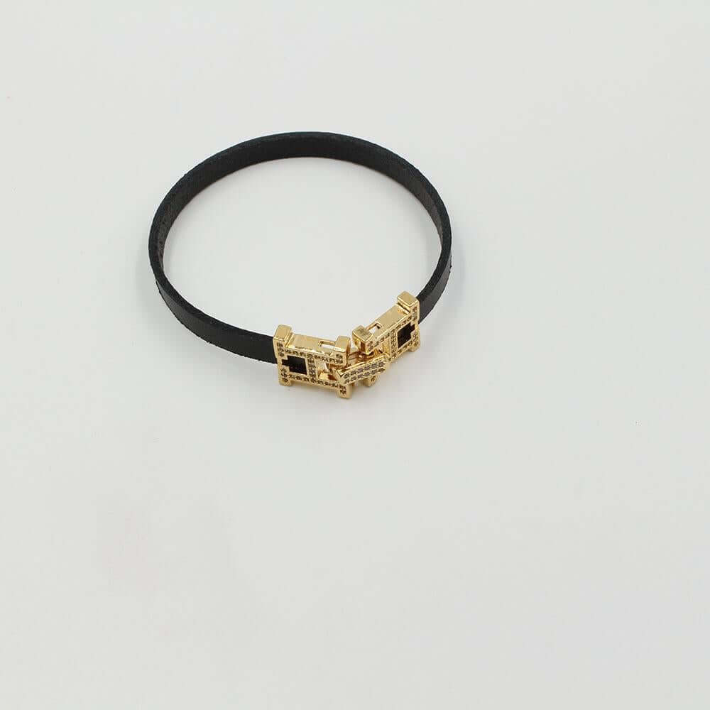 اسواره هيرمز جلديه زركون اسواره HERMES اسود ذهبي