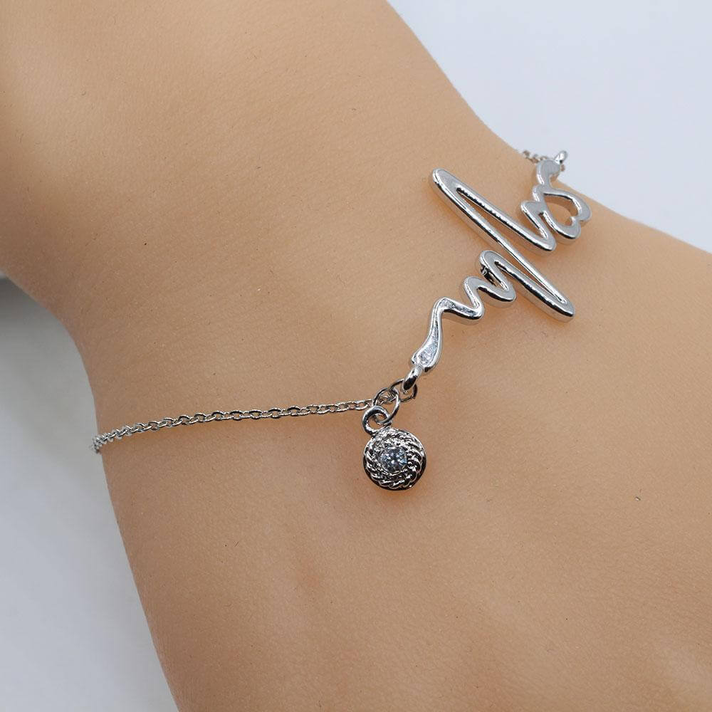 اسوارة نبض القلب بفص كريستال اسواره متوفر 2 لون فضي