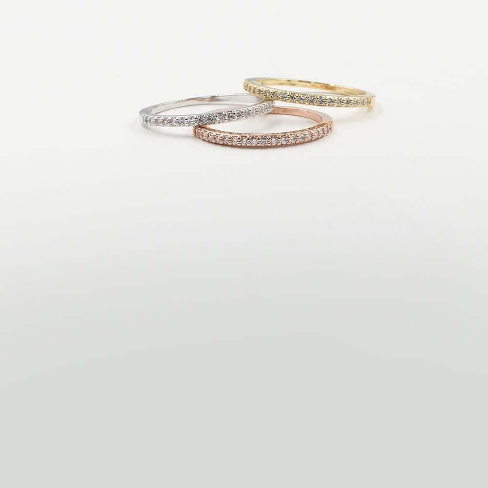 دبل هاف ستونز زركون خواتم متوفر 3 لون