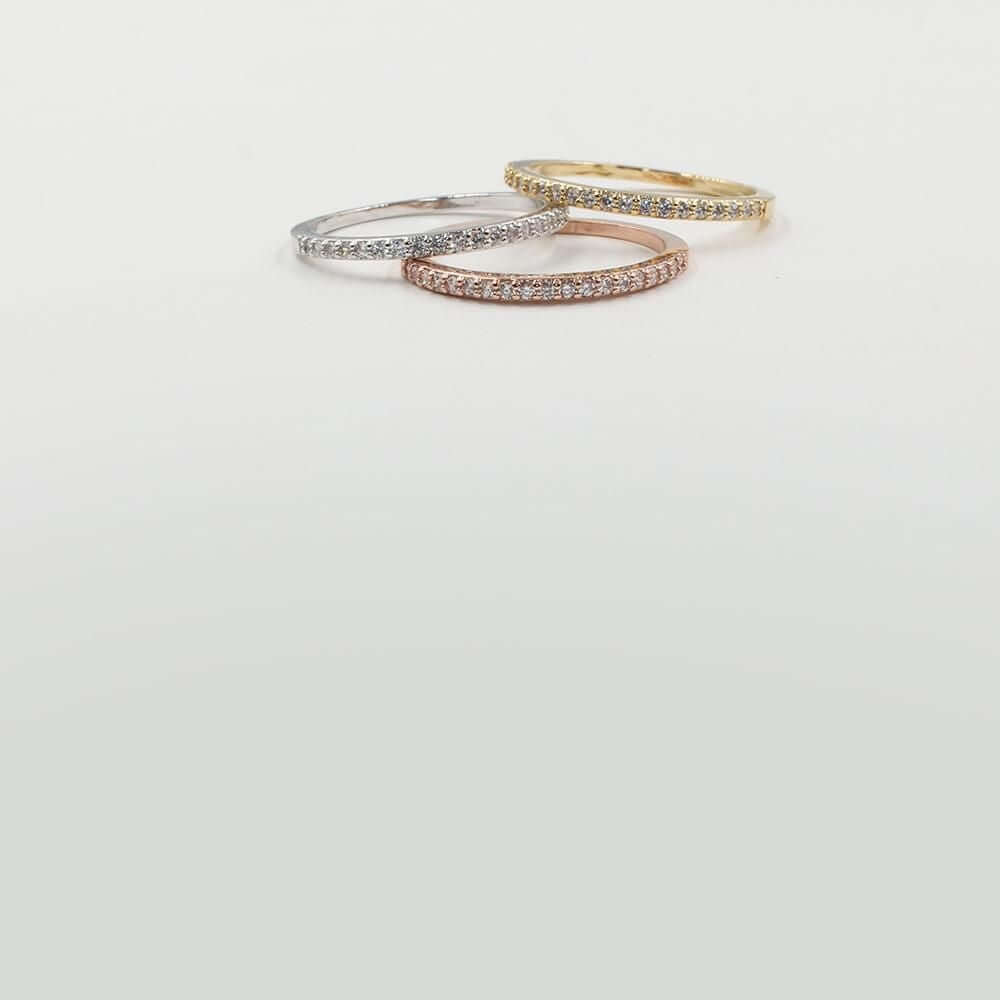 دبل هاف ستونز زركون خواتم متوفر 3 لون