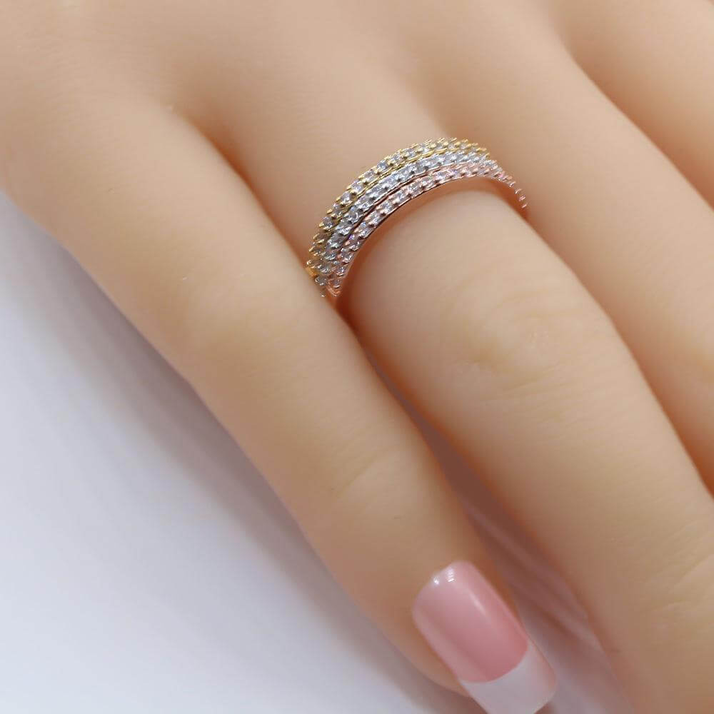 دبل هاف ستونز زركون خواتم متوفر 3 لون