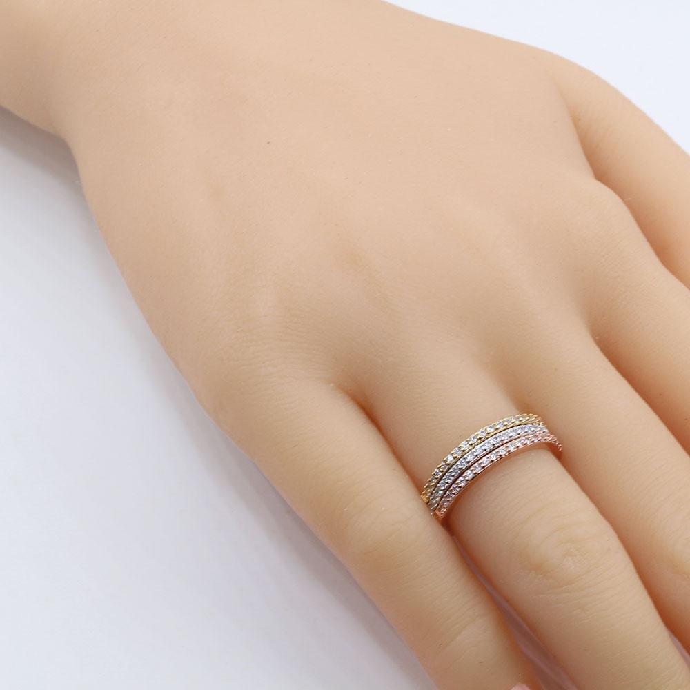 دبل هاف ستونز زركون خواتم متوفر 3 لون