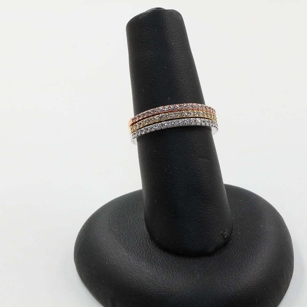 دبل هاف ستونز زركون خواتم متوفر 3 لون