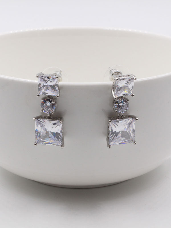 حلق سهره زركون سكويرز حلق متوفر 1 لون فضي