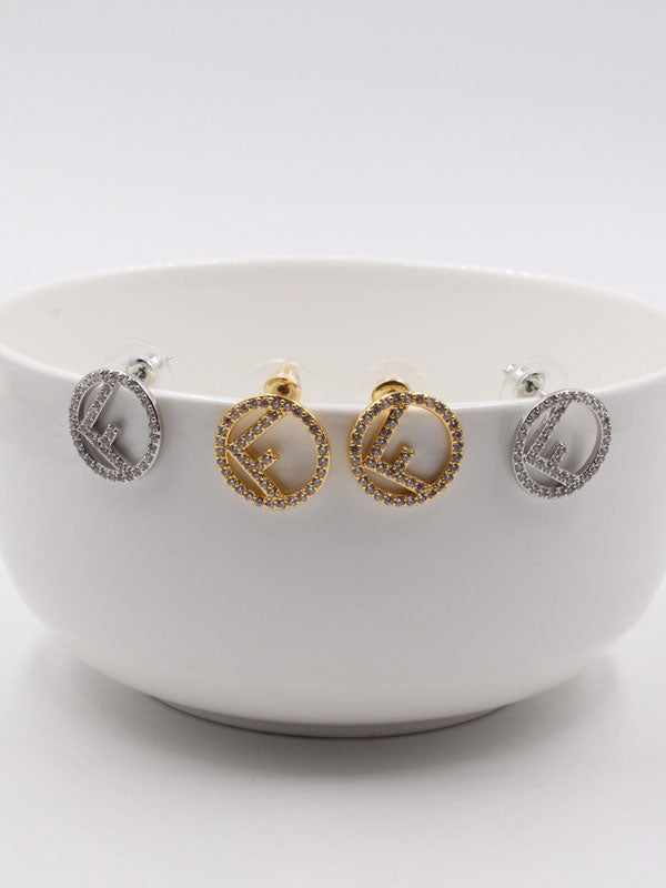 حلق فندي مدور زركون حلق fendi