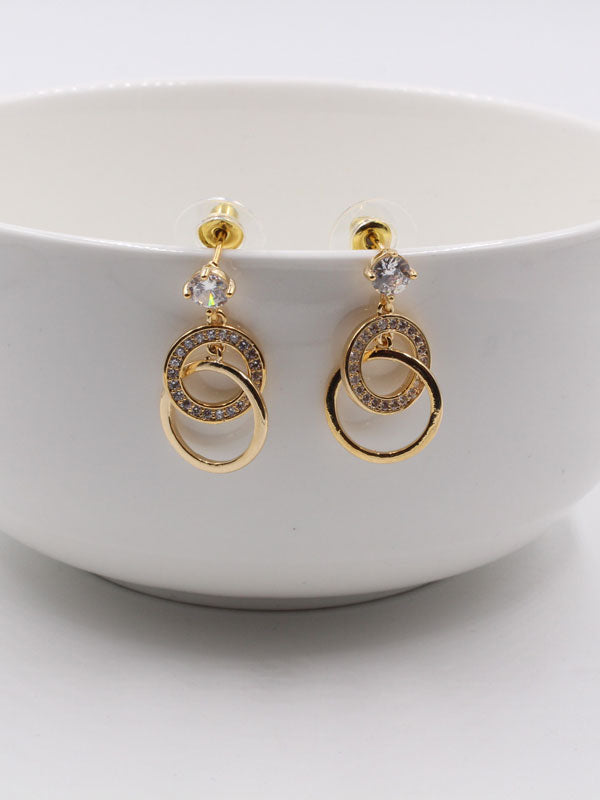 حلق دوائر زركون حلق متوفر 1 لون ذهبي