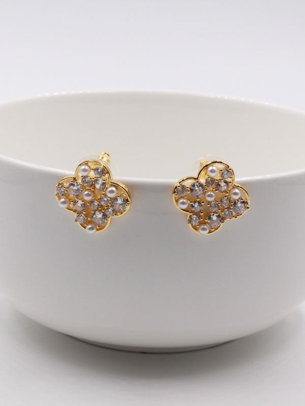 حلق فان كليف زركون لولو حلق van cleef ذهبي