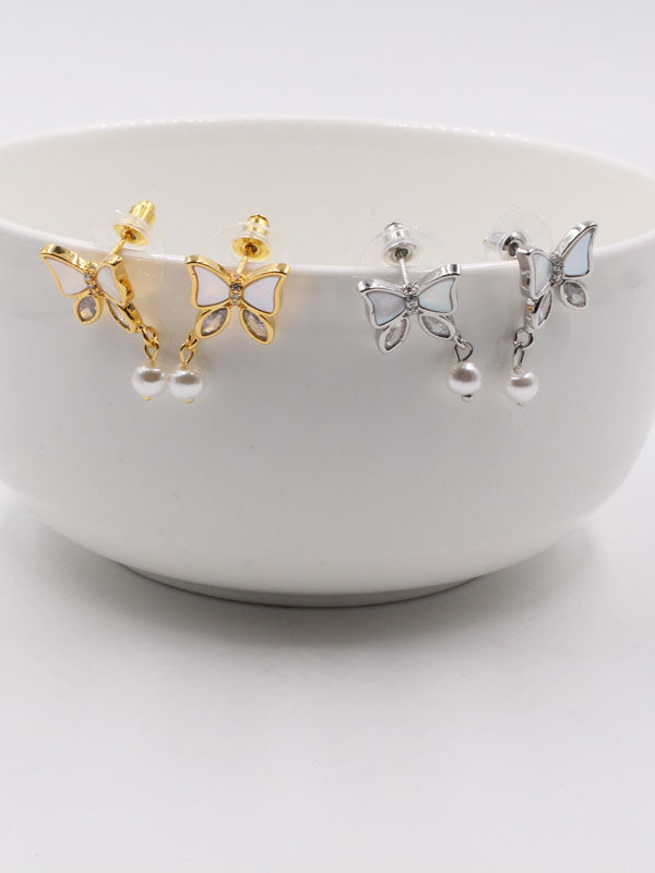 حلق فراشة مع لولو زركون حلق متوفر 1 لون