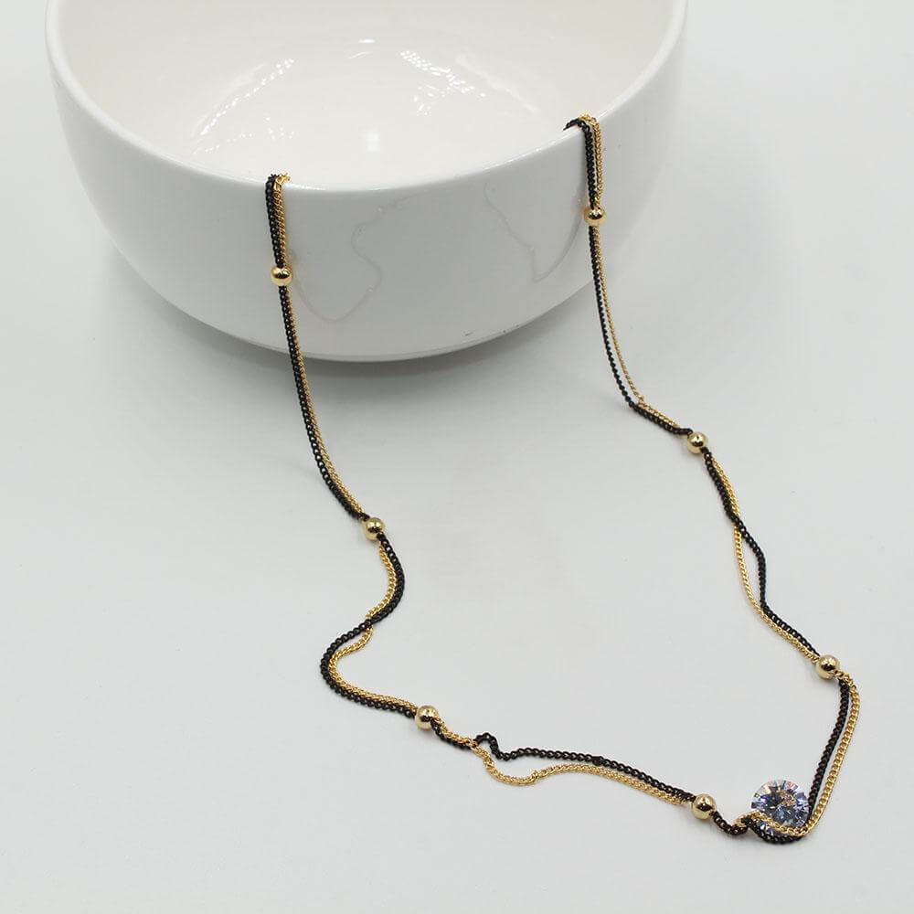 سلسال كوري طبقتين بفص زركون سلسال متوفر 1 لون