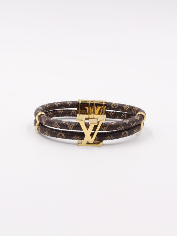 اساور لويس فيتون جلد لاينز LINES اسواره louis vuitton بني ذهبي