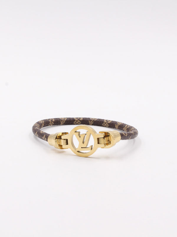 اساور لويس فيتون جلد LV LOGO اسواره louis vuitton بني ذهبي