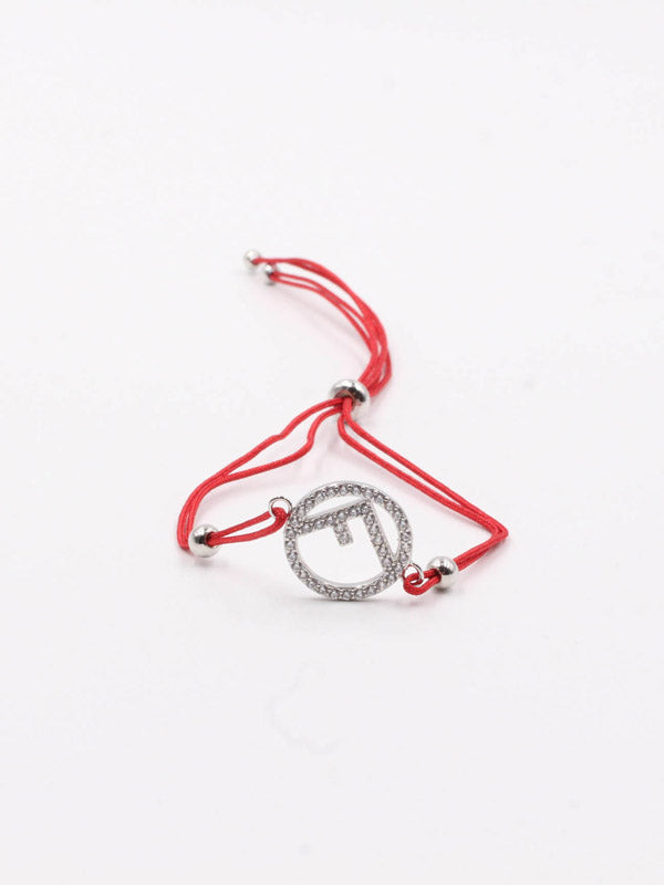 Fendi zirconia thread bracelet - أسوارة فندي خيط زركون اسواره fendi أحمر فضي