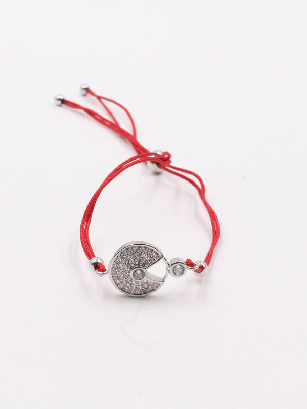 Cartier cubic zirconia thread bracelet - أسوارة كارتير زركون خيط اسواره Jewel أحمر فضي