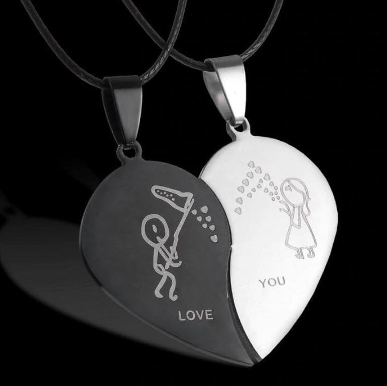 سلسال قلبين بعبارة love you jewel