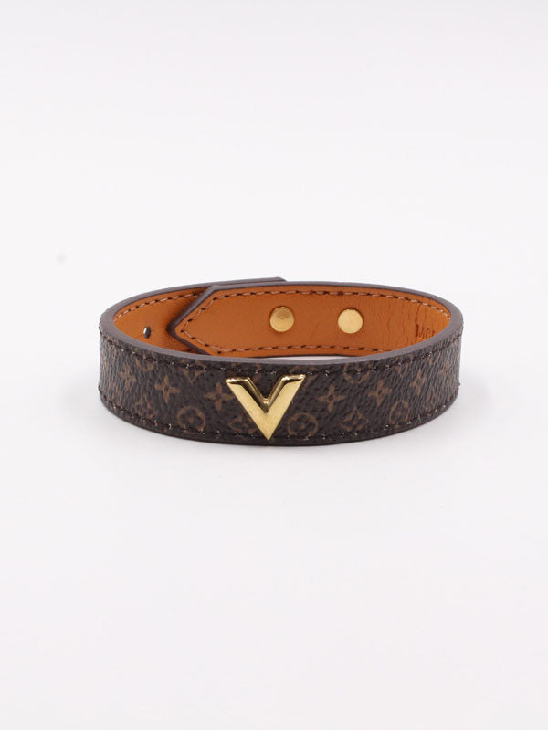 اساور لويس فيتون جلد V اسواره louis vuitton بني ذهبي