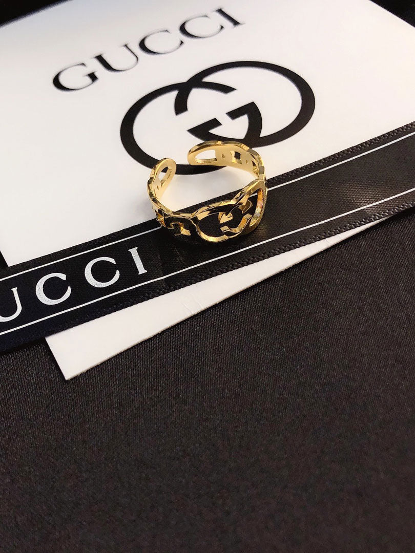 خاتم قوتشي ذهبي لوقو خواتم gucci