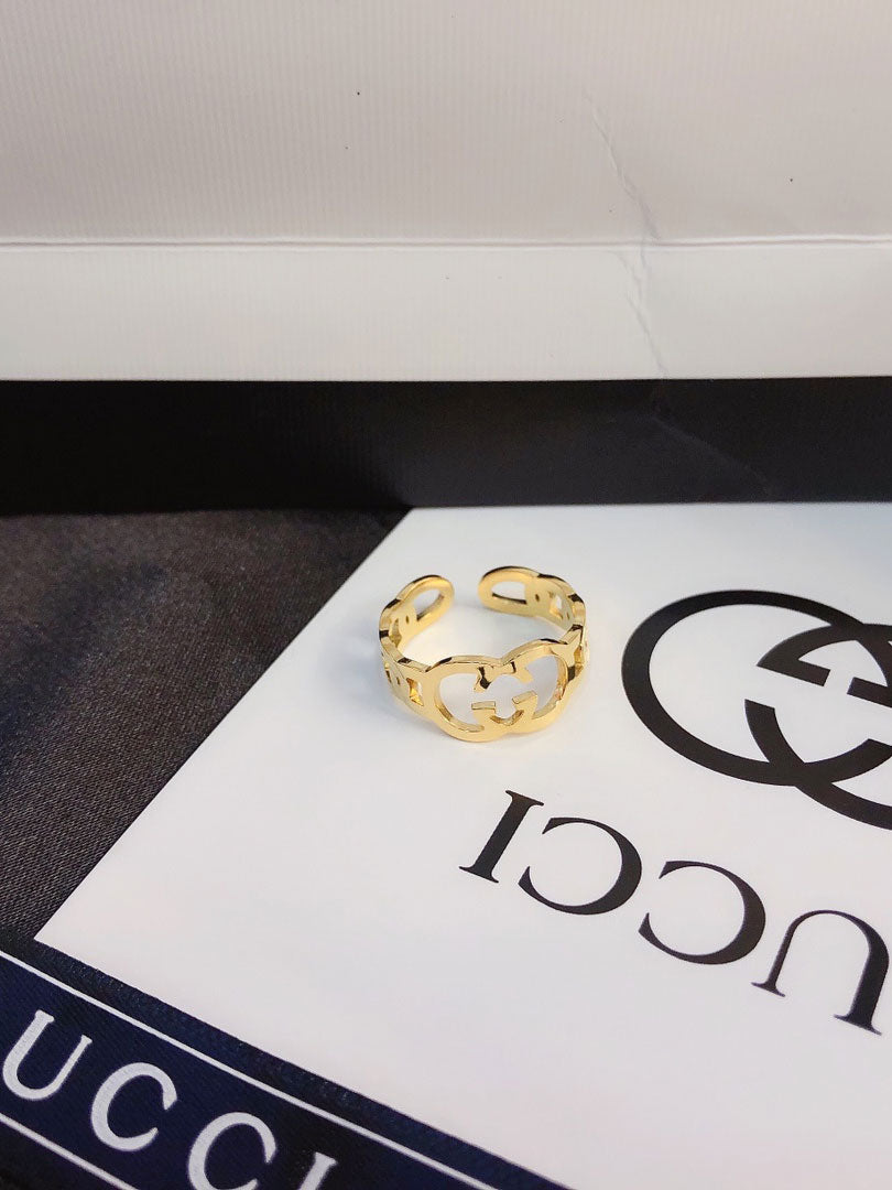 خاتم قوتشي ذهبي لوقو خواتم gucci