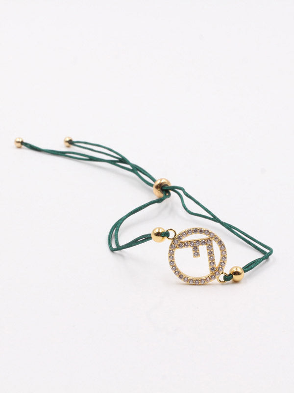 Fendi zirconia thread bracelet - أسوارة فندي خيط زركون اسواره fendi أخضر ذهبي
