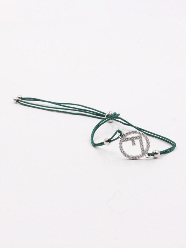 Fendi zirconia thread bracelet - أسوارة فندي خيط زركون اسواره fendi أخضر فضي