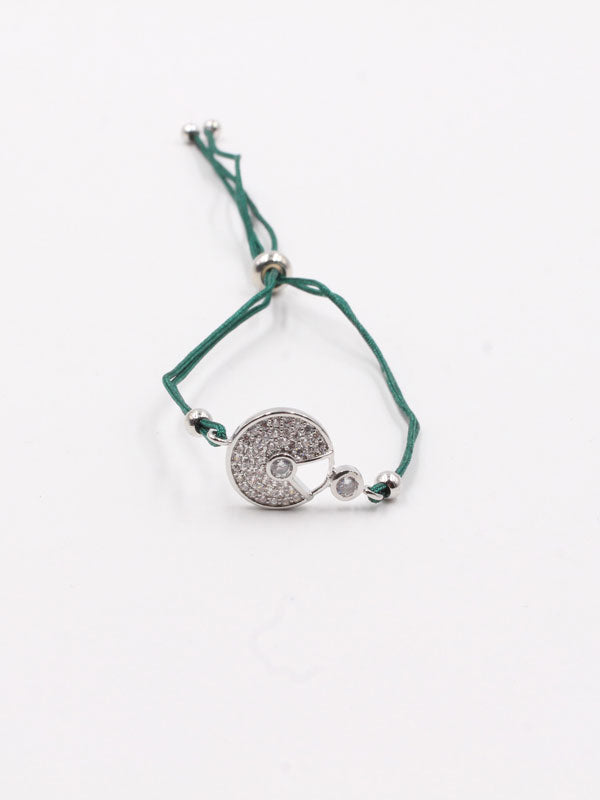 Cartier cubic zirconia thread bracelet - أسوارة كارتير زركون خيط اسواره Jewel أخضر فضي
