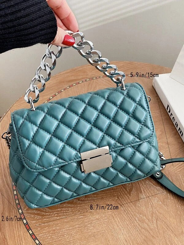 شنط كتف بخطوط مربعة بسلسلة blue شنط وحقائب شنط