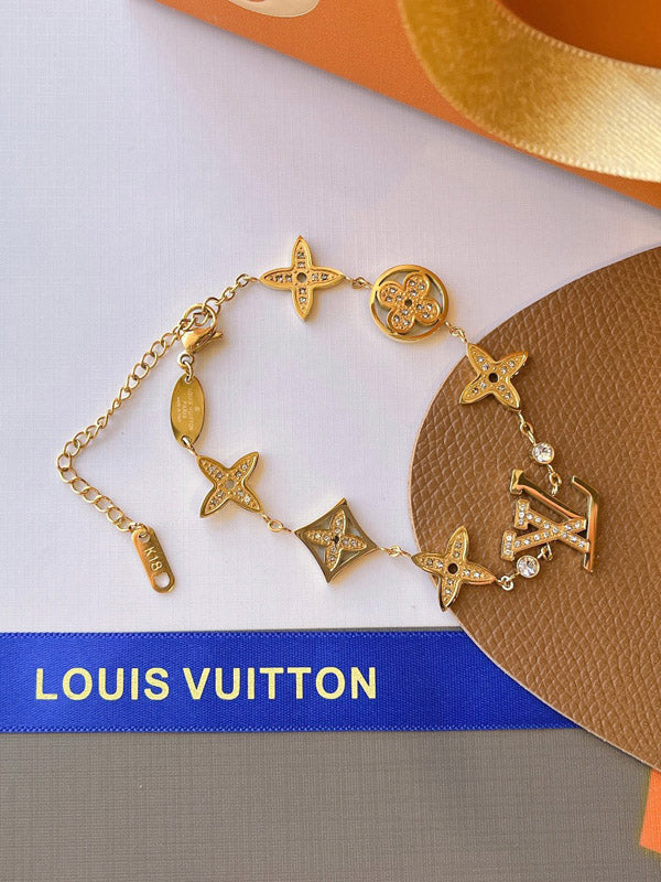 اسواره لويس فيتون ذهبية زركون ناعمة بشعارات اسواره louis vuitton ذهبي