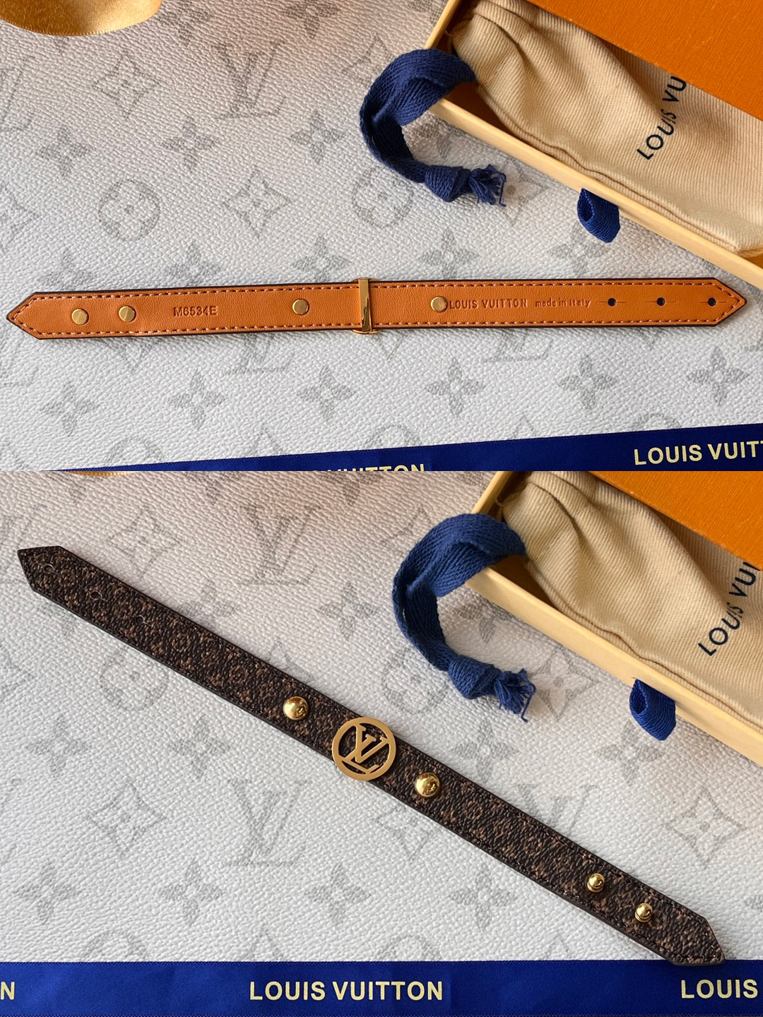 اساور لويس فيتون براون لذر لوقو اسواره louis vuitton