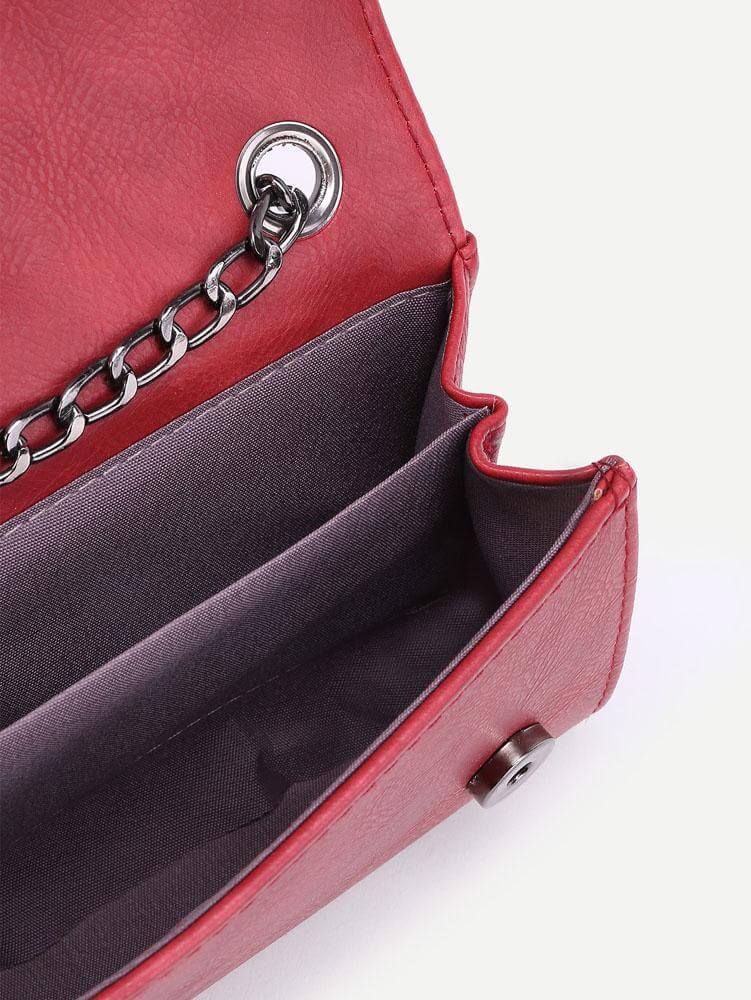 حقيبة كتف مزينة بورقة شجر معدنية وسلسلة شنط وحقائب متوفر 2 لون