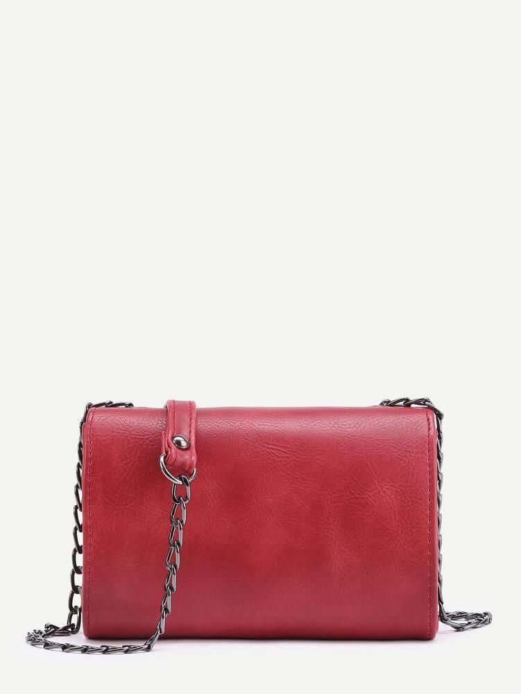 حقيبة كتف مزينة بورقة شجر معدنية وسلسلة شنط وحقائب متوفر 2 لون