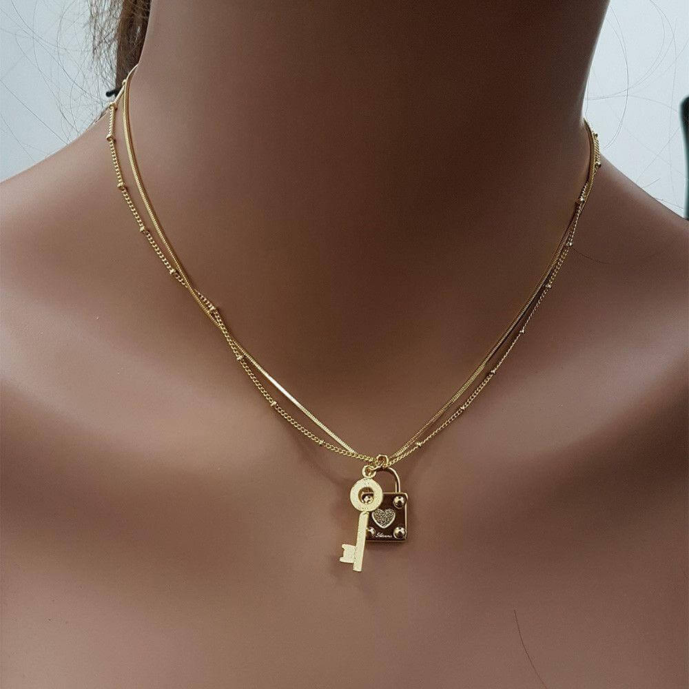 سلسال طبقتين مفتاح وقفل تيفاني سلسال متوفر 2 لون