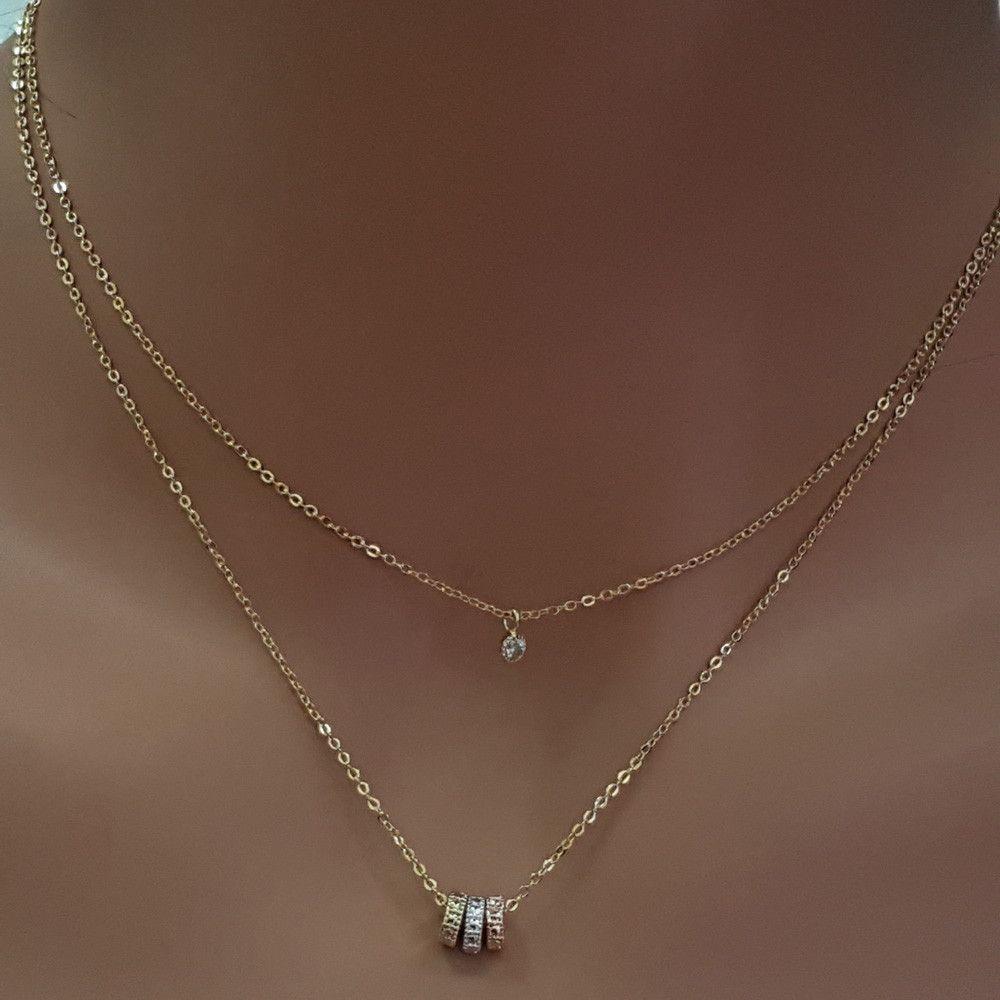 سلسال طبقتين بحلقات معدنيه ملونه سلسال متوفر 2 لون