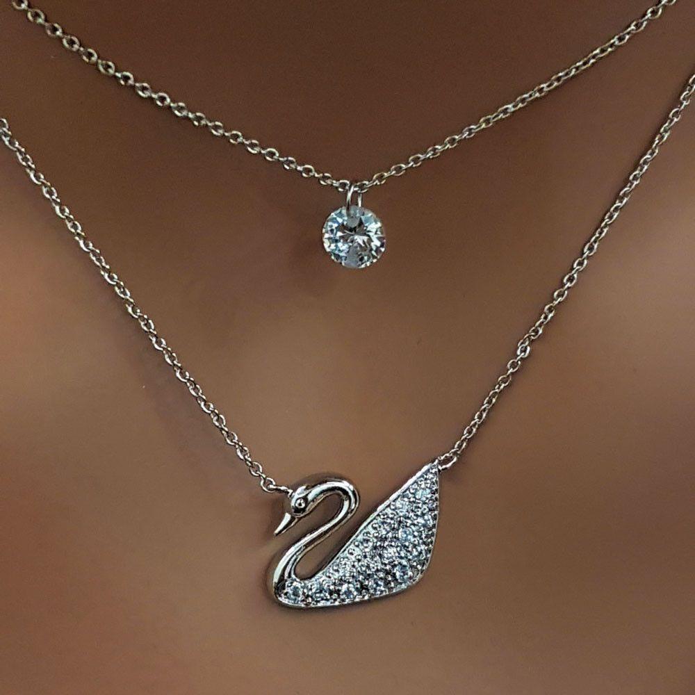 سلسال وزه دورين مرصع زركون سلسال Jewel فضي