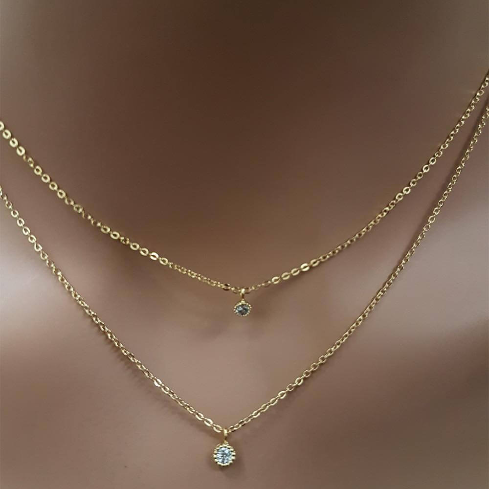 سلسال طبقتين زركون مدور صغير سلسال متوفر 2 لون