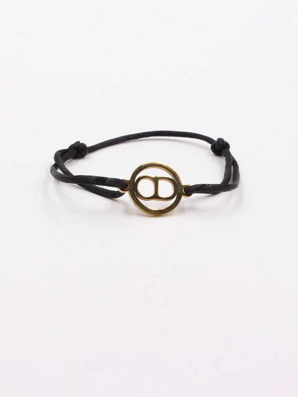 Dior bracelet with zirconia thread - أسوارة ديور خيط زركون اسواره dior أسود ذهبي