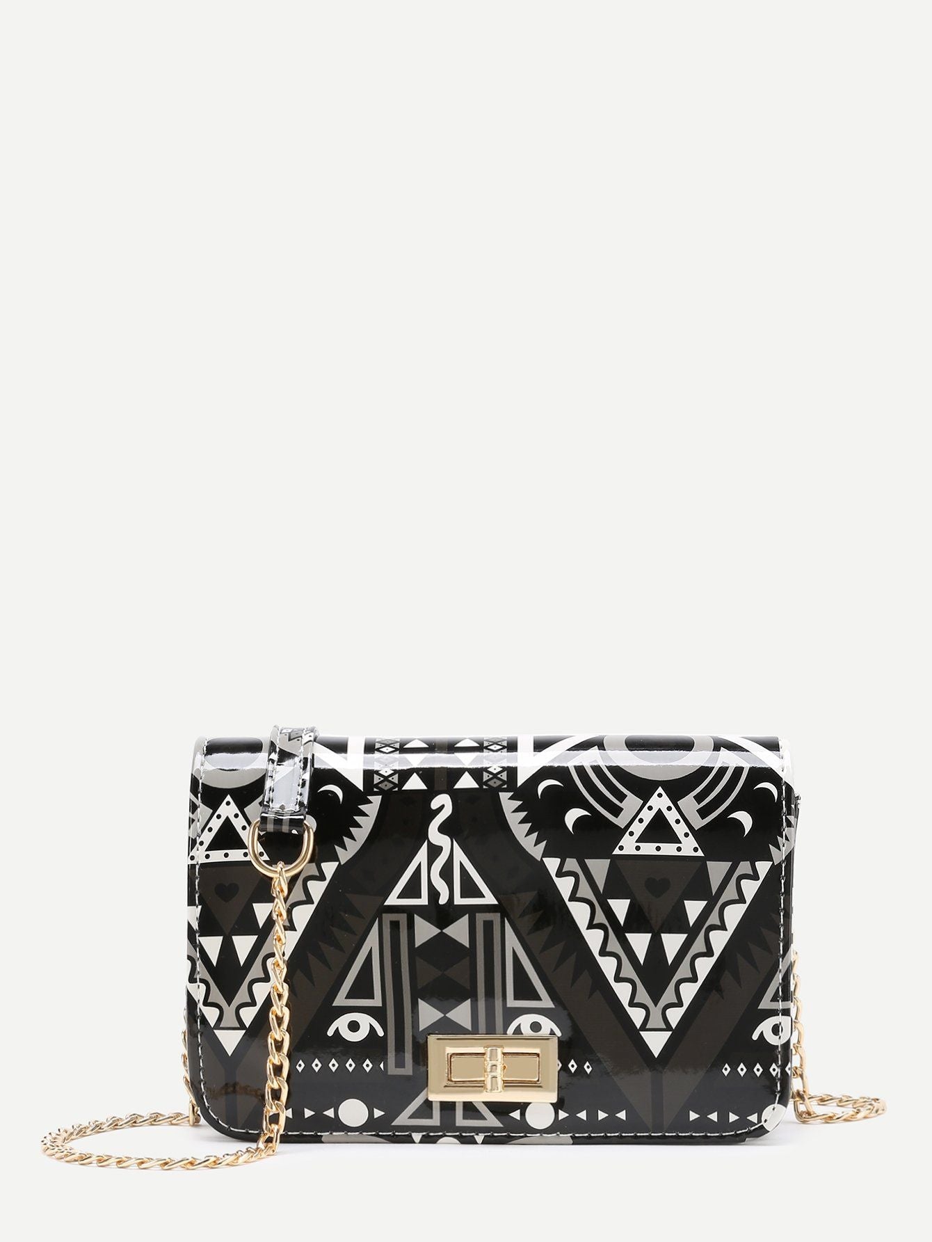 شنطه نسائيه كاجوال هندسي الشكل تويست شنط وحقائب شنط اسود ابيض