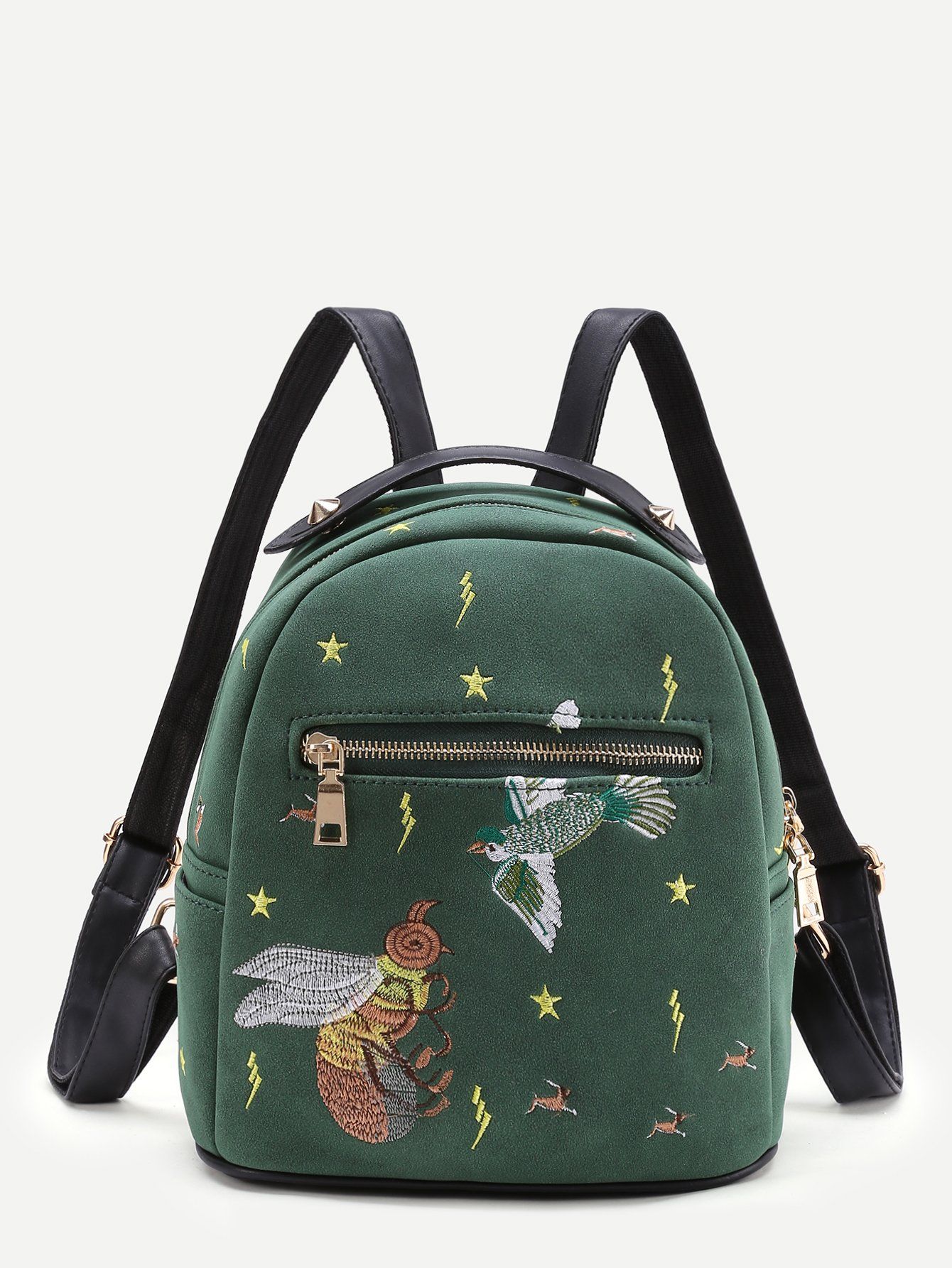 شنطة الظهر بسوستة طباعة نحلة شنط وحقائب متوفر 2 لون اخضر