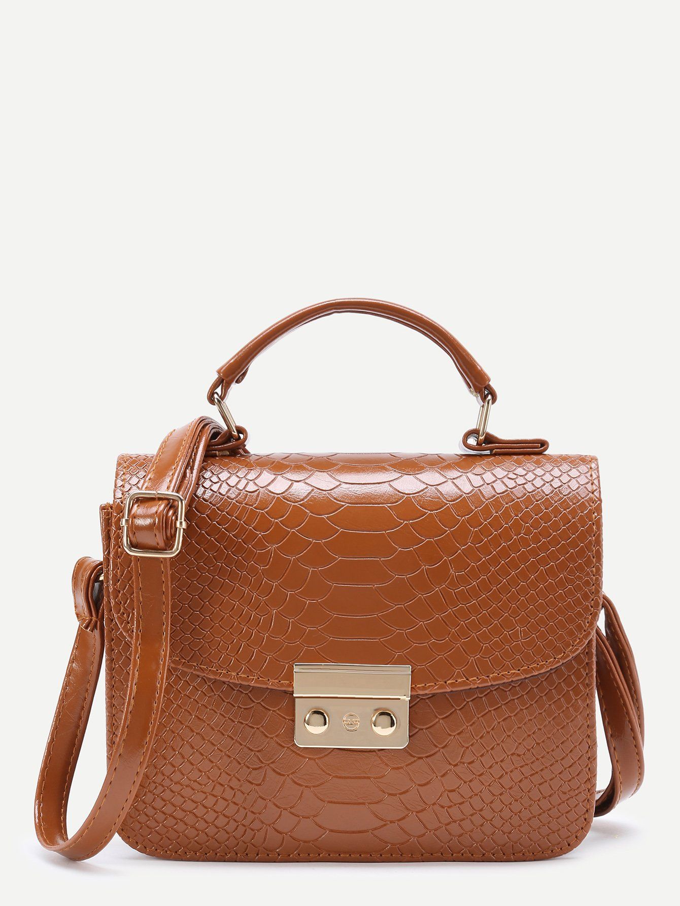 شنطه بجلد ثعبان بمفصل معدني شنط وحقائب متوفر 3 لون بني